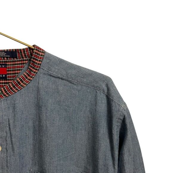Vintage Tommy Hilfiger Denim Plaid Collar Button Down Long Sleeve Shirt MED - Picture 3 of 7